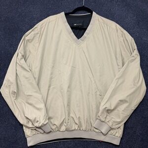 Wedge Golf Windbreaker Jacket Mens Large Beige V Neck Pullover Lined Pockets